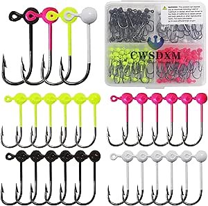 100pcs Crappie Jig Heads Fly Tying Jigs Kit Jig Heads for Fly Fishing Fly Fishing Hooks 0.4g 0.8g 1g 1.5g