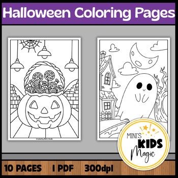 Halloween Coloring Pages for Kindergarten & First Grade No-Prep Activities