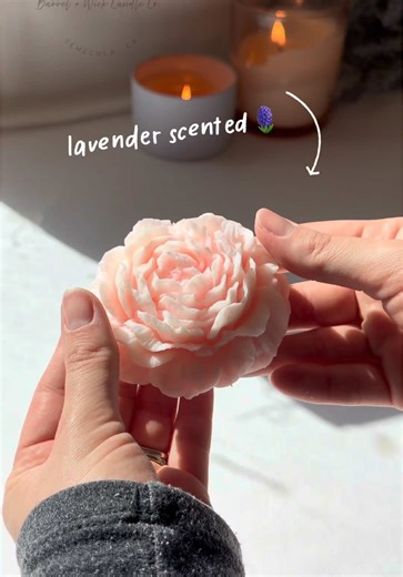 Easing each peony out of the mold and setting the wick by hand 🌸 It’s one of those slow, satisfying steps where the candle really starts to feel like a finished piece. These will be available in the shop soon (still perfecting them). What scent would you love to see these in? Drop your ideas below 👇 🤍 Shop: BarrelWickCandleCo.com #peony #flowers #candles #diy #fypシ