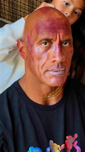 Dwayne Johnson on Instagram: "I’ve learned over time that you look back on life’s decisions and say That was a good idea. That was a great idea. Or… What the %#$@ was I thinking?? And it’s proving to be a good thing that I have a very large head with A LOT of “canvas” to use for these little chicken’s enjoyment and artistic make-over endeavors. Our little ones are only little once, so bring on the great ideas 💡😂💄 #glutten4punishment #playdate"