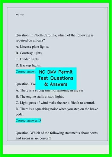 NC DMV Permit Test Questions & Answers video