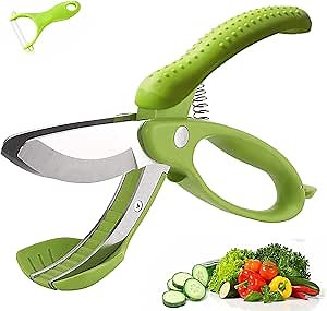 Vegetables Scissors Chopper Multifunctional Fruit Scissors for Butter Lettuce Vegetables Slicer Stainless Steel Material Anti-Rust Sharp Practical kitchen Small Tools with Paring knife