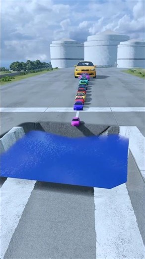Small to Giant Cars vs Ramp Water #01