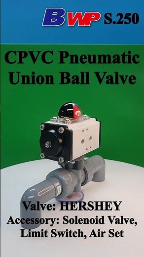 CPVC Pneumatic Union Ball Valve. Hershey. C-PVC Pneumatic Valve. CPVC Automatic Valve. BWP