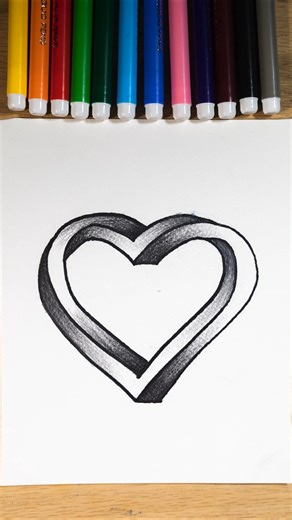 Easy 3D Heart #drawing ✏️❤️