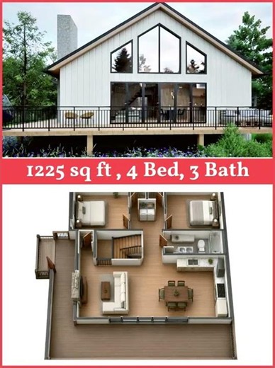 Hilltop House Plan with Basement Garage | 1,225 Sq Ft #blueprint #home #12blueprints #tinyhouse