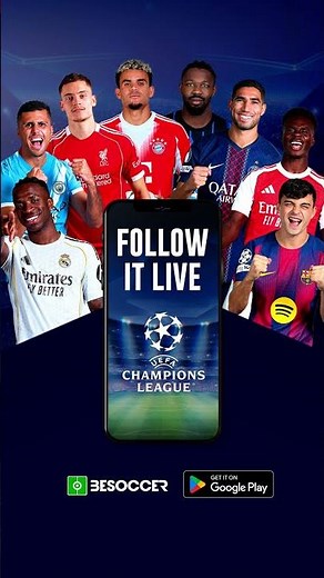 Download our app to follow the Champions League scores, statistics, matches and news live.