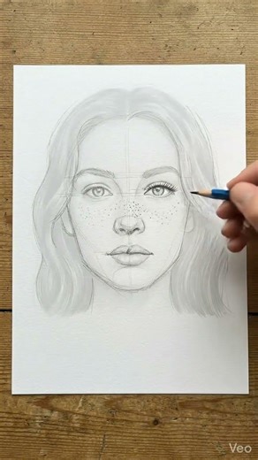 Freckled Girl Face Pencil Drawing ✏️ (2-Stage Realistic Transformation)