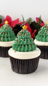 64K views · 4K reactions | Christmas cupcake series | Cupcake 3 - Christmas tree cupcakes! This is my personal favorite! To make this design, all you need are Wilton 1A and Ateco 869 piping tips, green and white buttercream and some festive sprinkles! Find the full tutorial on cakemehometonight.com! #christmascupcakes #cupcakedecorating #cupcakes #christmastree | Cake Me Home Tonight | Facebook