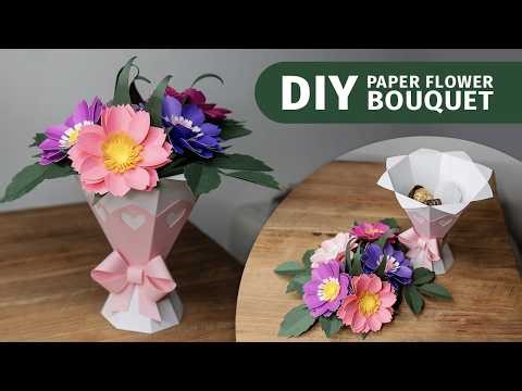 DIY Paper Bouquet | Step-by-step Tutorial | SVG PNG Template