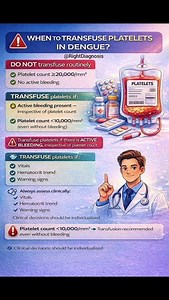 ,WHEN TO TRANSFUSE PLATELETS IN DENGUE?DO NOT transfuse routinely #shortvideo