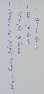 Define BankUses of BankExamples of bankReasons for keeping m... | Filo