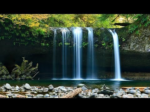 Fondo de Pantalla en Movimiento de Cascada con música relajante para dormir 4k / Wallpaper waterfall