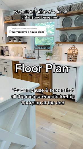 Reply to @nurse0025 This is our lake house floor plan. It’s 1056 ft.² upstairs with an additional basement we eventually finished out. #magicplan #architecture #houseplan #smallhousefloorplan #architecturaldesign #newbuild #newbuildhomes #kitchendesign #openfloorplan #openconcept #lakehouse