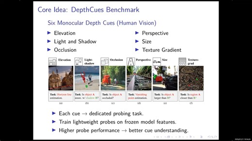 DepthCues: Evaluating Monocular Depth Perception in Large Vision Models