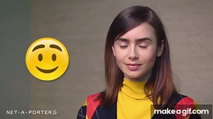 Lily Collins And Her Famous Eyebrows Are Put To The Test  | NET-A-PORTER on Make a GIF