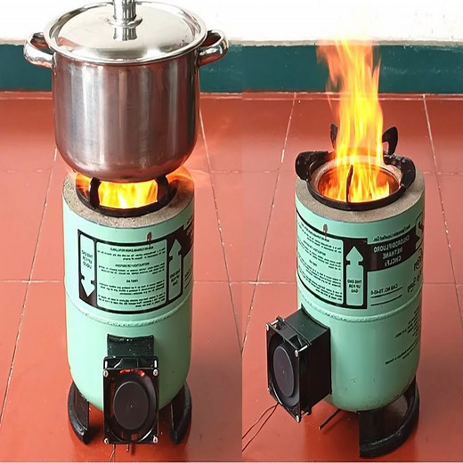 How to make a highly efficient wood stove with a fan | Genius Hands DIY