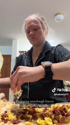 Prepping Sourdough Bacon Egg and Cheese Rolls