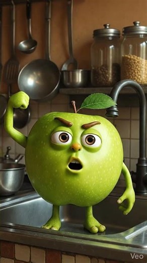 Cute Apple Chef Cooking in Mini Kitchen | Mini Monster Chef | Funny AI Cooking Animation