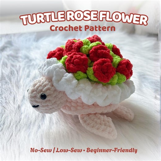 Turtle Rose Flower Crochet Pattern PDF, Cute Amigurumi, Beginner Friendly - Etsy UK
