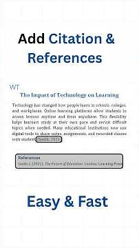 How to Add Citations and References using Word | Under 1 min #shorts