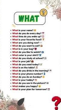 ❓ WHAT Questions Challenge (20 Easy Sentences) 🚀