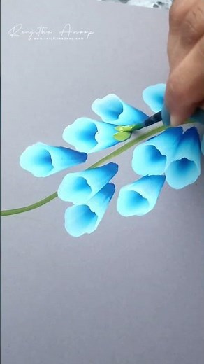 💙💙 INCREDIBLE Flower Painting using acrylic paints #shorts #art #blueflowers