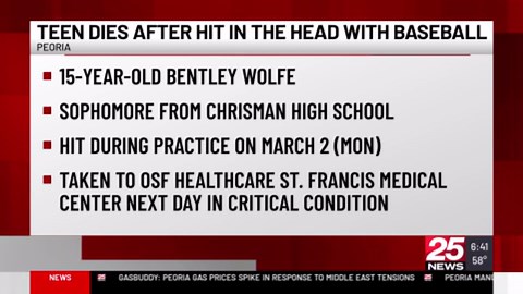 15-year-old baseball player dies after getting hit by line drive during practice