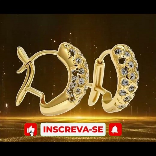 Brinco Curvo Meia Lua com Diamantes - O Brilho que Você Merece