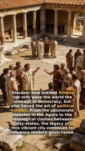 Athens: The Birthplace of Democracy and Political Rivalry -- In the 5th century BC, Athens became a hub for political thought and innovation. The city's unique assembly allowed citizens to participate directly in governance, shaping decisions that impacted their lives. The rivalries that emerged in this democratic environment fostered intense discussions on justice, rights, and civic responsibility, forming the foundations for contemporary political systems. #Athens #Democracy #PoliticalHistory 