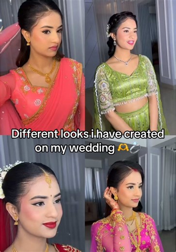 Comment you favorite look😉🩷#bride #engagementlook #mehendilook #bridallook #receptionlook