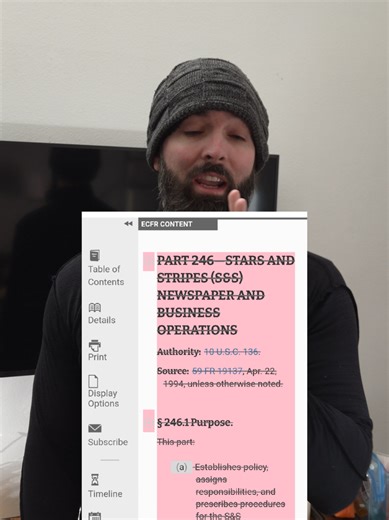 Military Newspaper Stars and Stripes appears to have been removed from the Code of Federal Regulations website