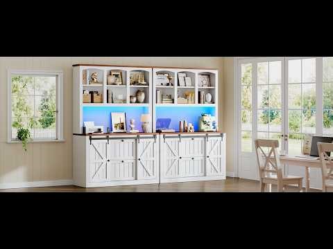 SEDETA 41 Inch 2 Drawer Farmhouse File Cabinet with Printer Stand Power Strip Storage Shelf Bar Door