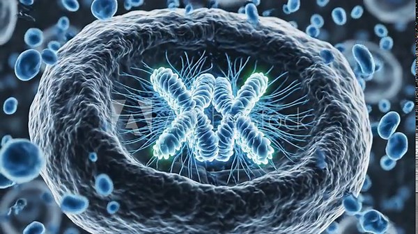 Microscopic Cell Division - This video shows a microscopic view of a cell undergoing division, with visible chromosomes.