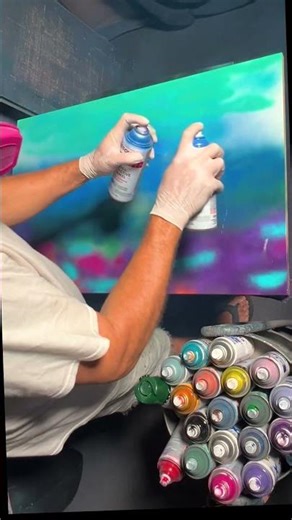 Starting a Sea Turtle painting all spray paint by SEBO