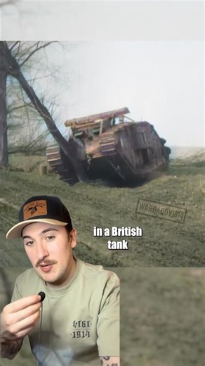 Captured British Tank Used by Germans Crushing a French Tree (WWI in Color)