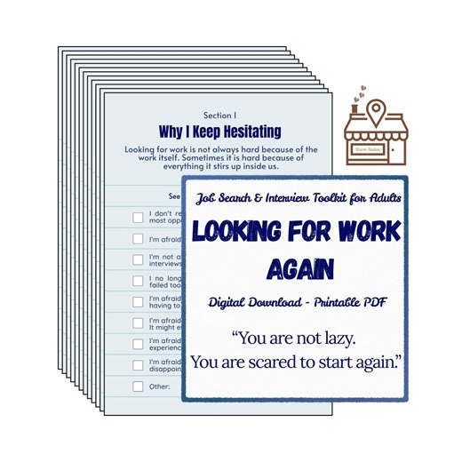 Looking for Work Again | Job Search & Interview Toolkit for Adults | Printable PDF - Etsy