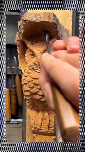 Carving a Great Horned Owl in Cottonwood Bark #woodcarver #carving #wood #woodworking #artisan #sculpture #worldsbest #lioncarving #woodcarving #art #artist #foryou #foryoupage #trending #trendingsong