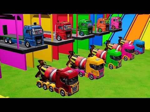 Transporting Mixer Truck Crossing Color Bridge Night Shift | FS22 #1