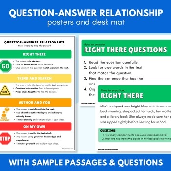 QAR Question-Answer Relationship Posters & Desk Mat | Asking & Answering