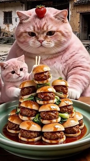 Cute Cat Family Eating Chinese Food Together! 🥢🐱