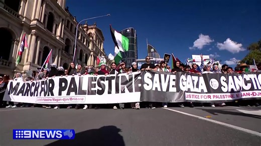 114K views · 3.9K reactions | Thousands have taken to the streets in pro-Palestine protests across 40 Australian cities. Organisers are calling this the country's largest-ever demonstration, with turnout in Brisbane far exceeding expectations despite a controversial ban on marching across a major bridge. #9News | 9 News Sydney | Facebook