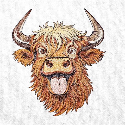 Funny Highland Cow Embroidery Design Goofy Scottish Farm Animal Pattern (digital Download) - Etsy UK