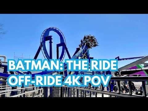 Batman: The Ride Offride 4K POV Footage - Six Flags Over Georgia