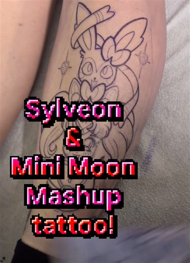 Here's a giveaway reward tattoo I got to do for Ash! It was completed over two sessions and was a blast to design and tattoo! 😍 My next giveaway is at 9K FOLLOWERS! 👀 We're pretty close already so help me get there and I'll get another giveaway going!! 🤗 My books are OPEN! Send me your ideas and let's get chatting 🫶🏻 Made in 📍 Dallas TX 📍 @x.twilight.tattoos.x #tattoo #tattoosnob #sailormoontattoo #pokemontattoo #sylveontattoo