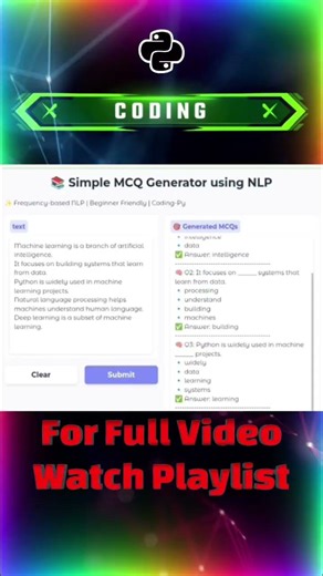 MCQ Generator | Watch Full Video | #python #ai #education #coding