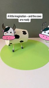 Simple everyday materials turn into adorable little cows 🐄 This craft encourages imagination, focus, and confidence through creative play 🎨✨ cow craft for kids, recycled materials craft, easy kids craft, creative activity, fine motor skills | GenioKid - Early Learning: speech, counting, motor skills