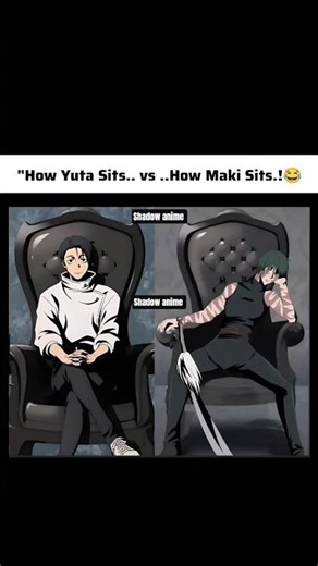 "How Yuta Sits.. vs ..How Maki Sits.! 😂"#anime #shorts #shortsfeed #shortsviral #jjk