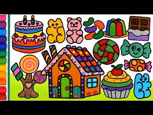 Sweet Snacks, Candy house Compilation | Drawing, Painting and Coloring, Learn colors, Gummy bears
