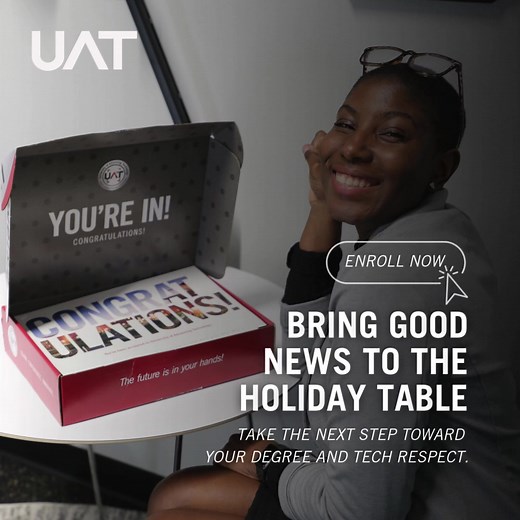 The future doesn't knock—it lands.  Your acceptance represents a path where you’ll prototype, build, break, create, and innovate to graduate with #TechRespect.  Enroll today and have the gift of good news to share over the holidays that you've claimed your place among tomorrow’s tech leaders. 爛 料 | University of Advancing Technology | Facebook
